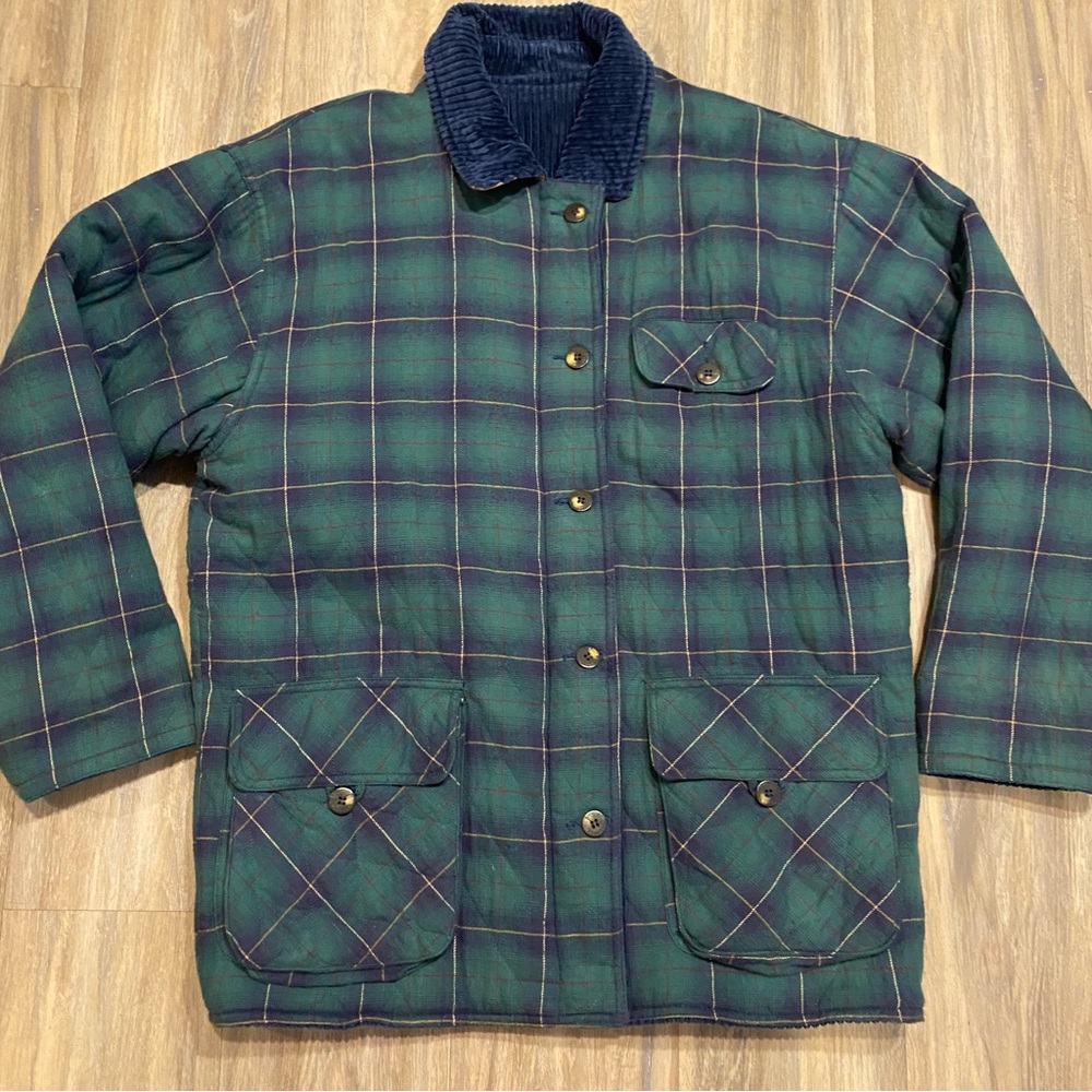 Vintage 90s Express Reversible Corduroy Barn Coat Plaid Jacket